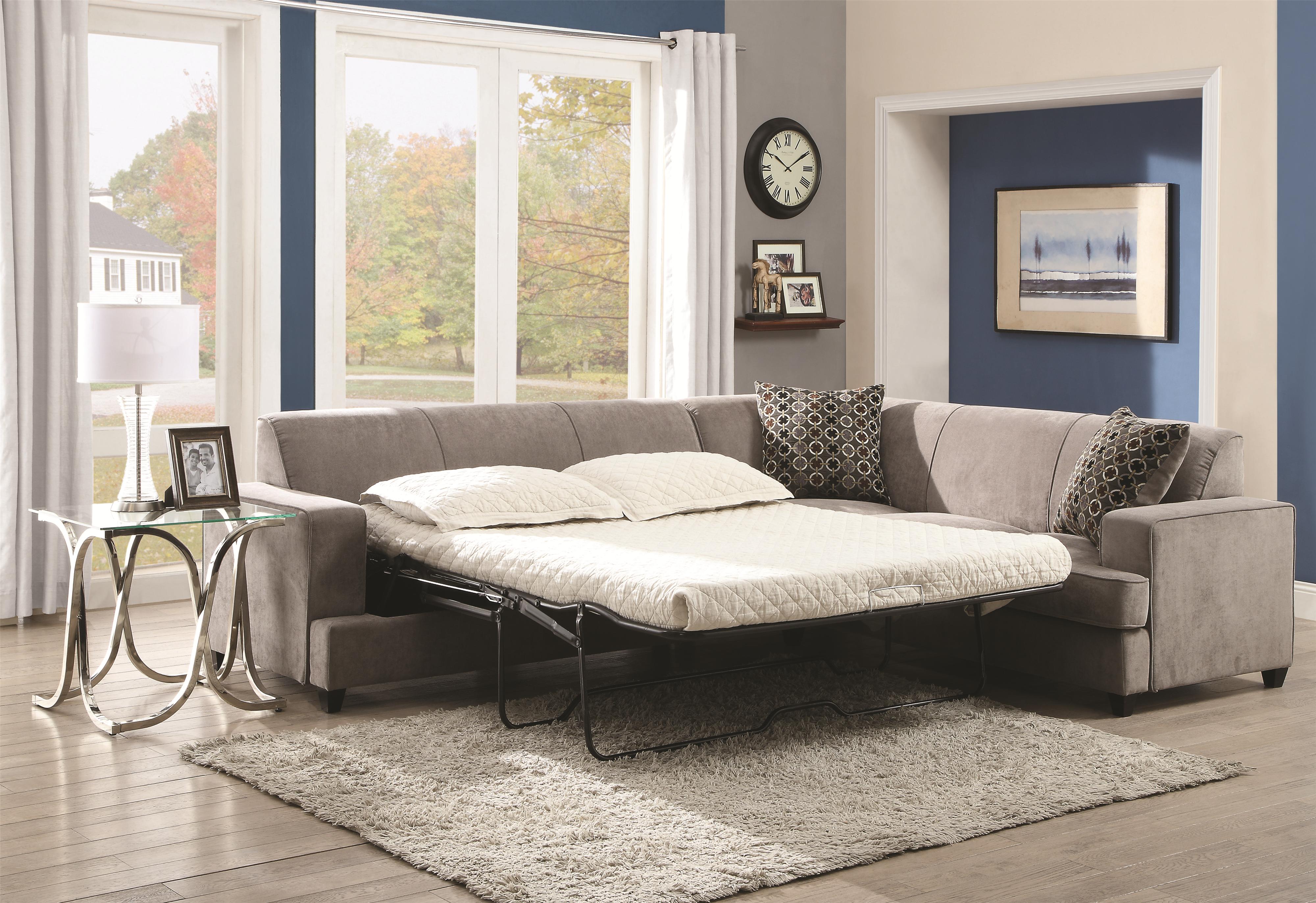 L shaped couch with hide a bed hot sale